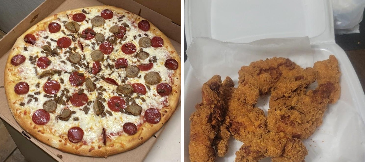 Italiano's pizza and wings, and fried chicken