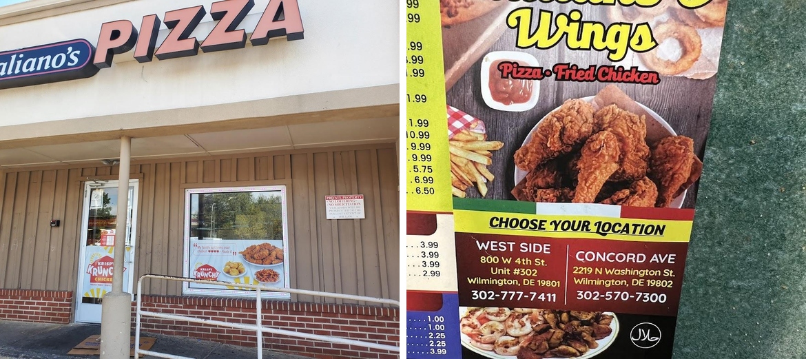 Italiano's pizza and wings, and fried chicken