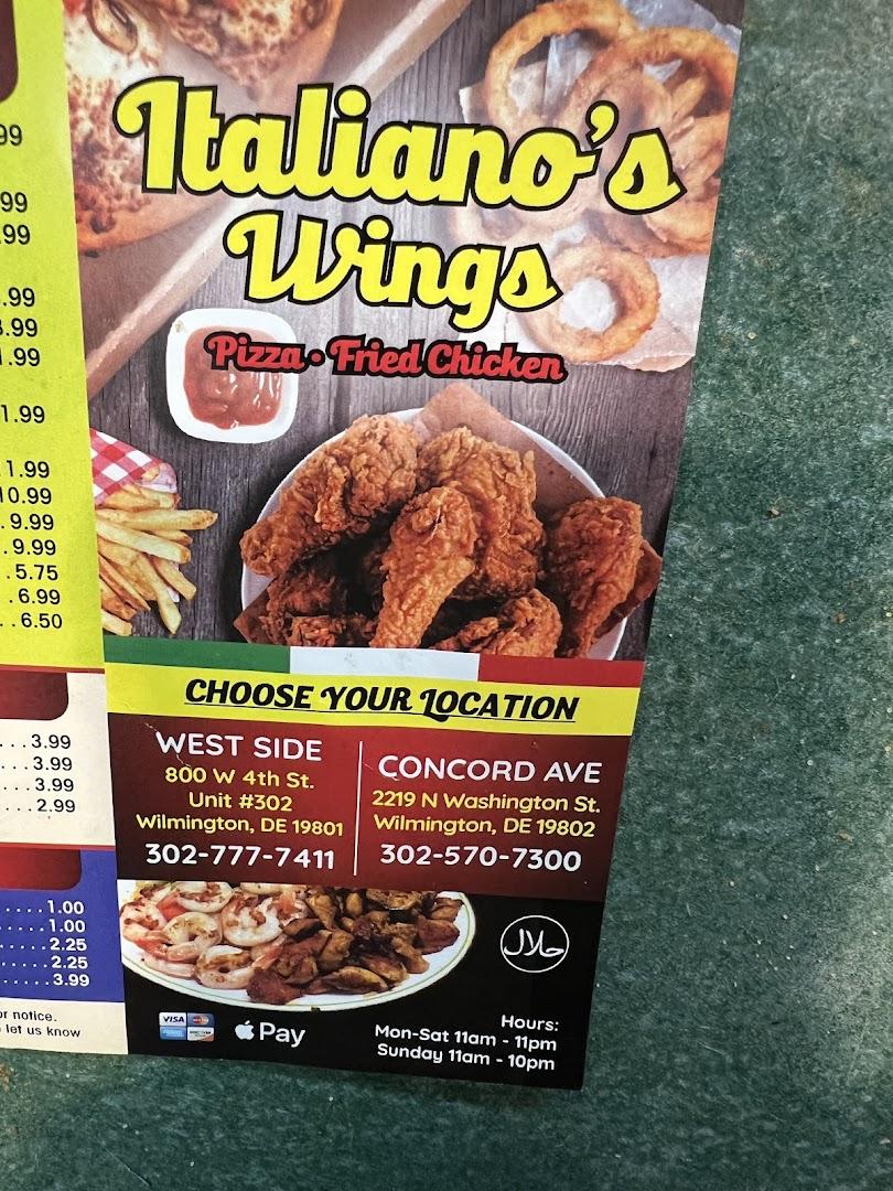 Italiano's pizza and wings, and fried chicken